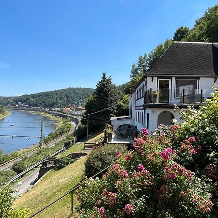 Saechsische-Schweiz-Ferienhaus-Wohnung-1-Mit-Elbblick-Sauna-Und-Kamin Königstein an der Elbe Eksteriør bilde